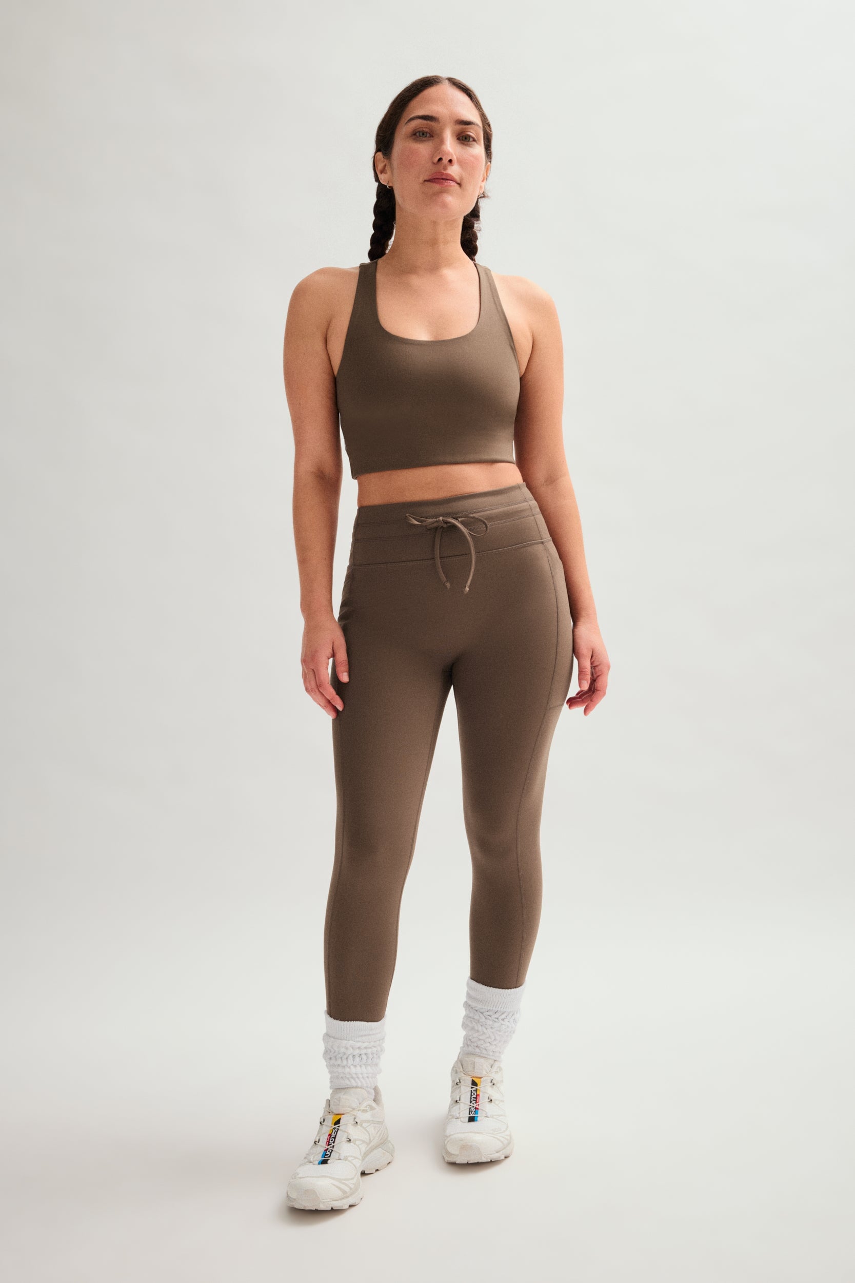 Café Compressive Drawstring Pocket Legging