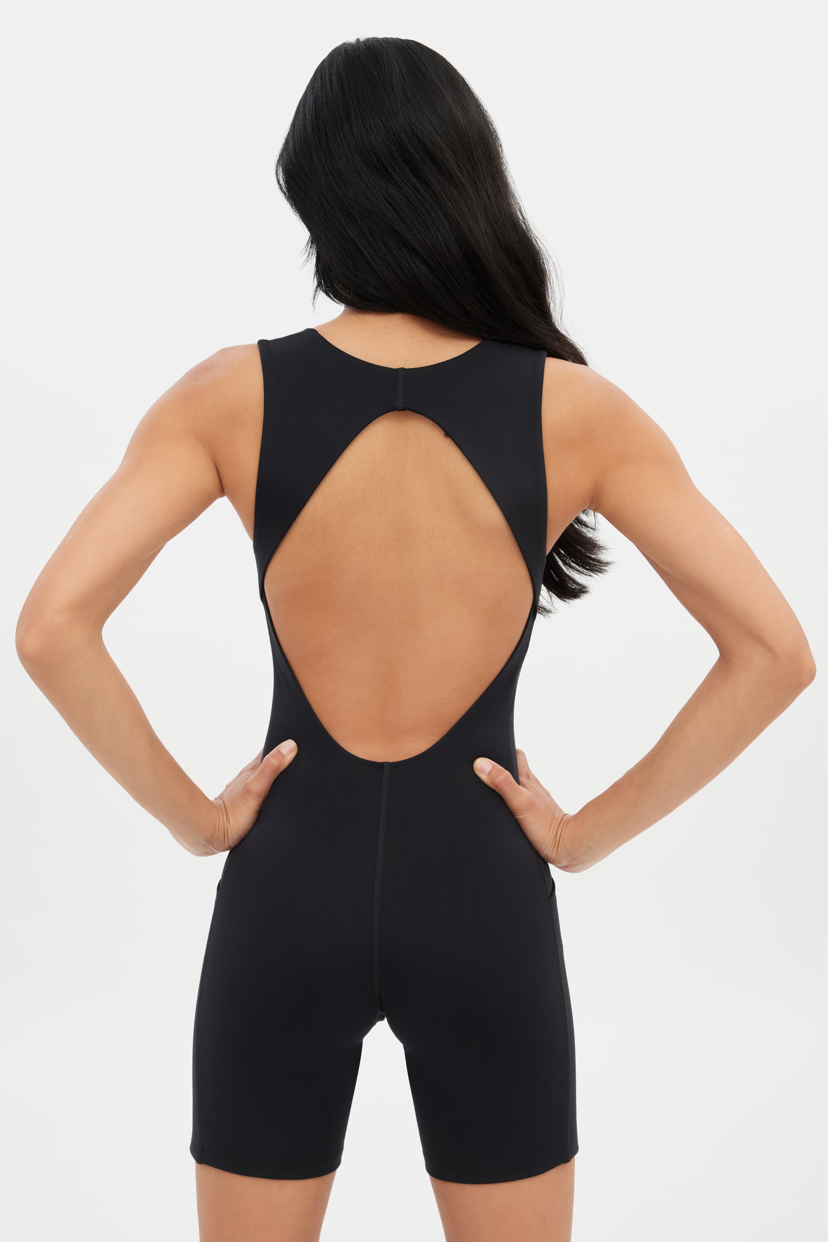 Black Tina Open Back Unitard
